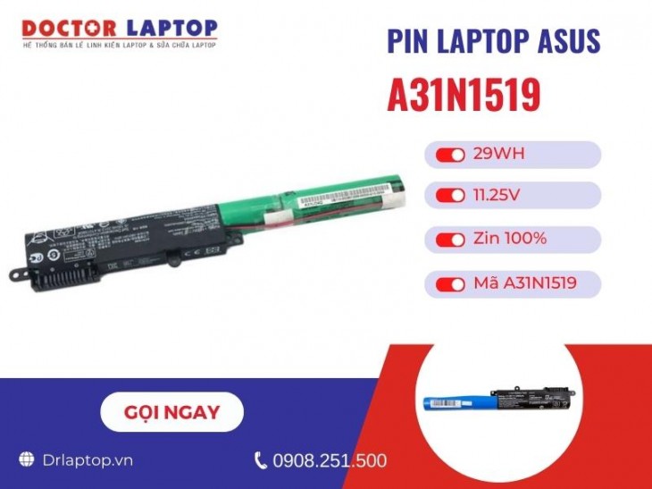 Thông tin về pin laptop Asus A31N1519