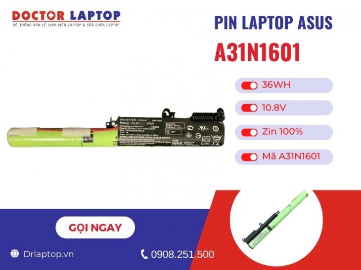 Thông tin về pin laptop Asus A31N1601