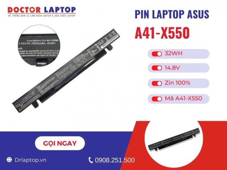 Thông tin về pin laptop Asus A41-X550