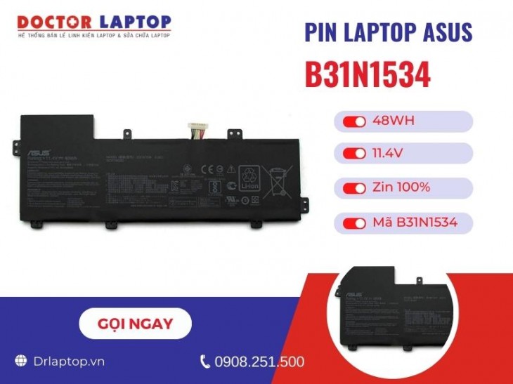 Thông tin về pin laptop Asus B31N1534