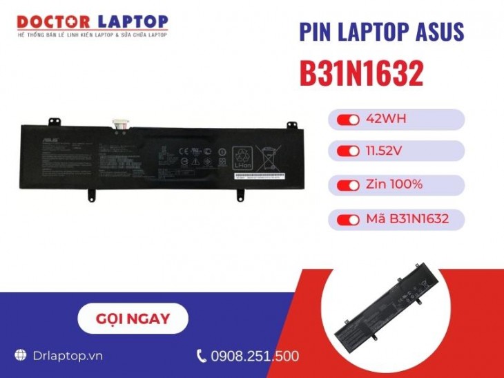 Thông tin về pin laptop Asus B31N1632