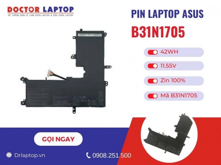 Thông tin về pin laptop Asus B31N1705