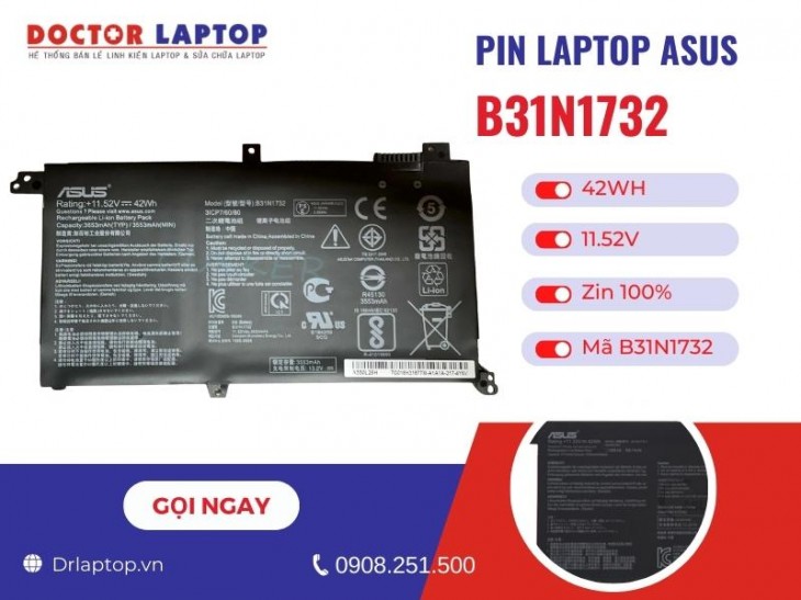 Thông tin về pin laptop Asus B31N1732