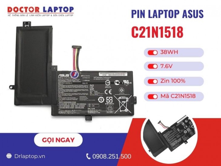 Thông tin về pin laptop Asus C21N1518