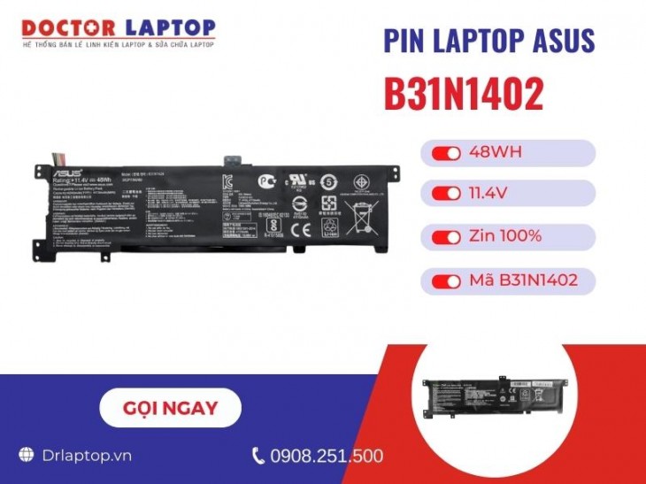 Thông tin về pin laptop Asus K401UB
