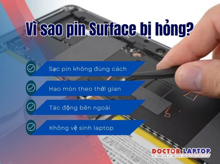 vi sao pin surface bi hong